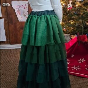 Only Little Once Holiday Layered Green Skirt for Kids